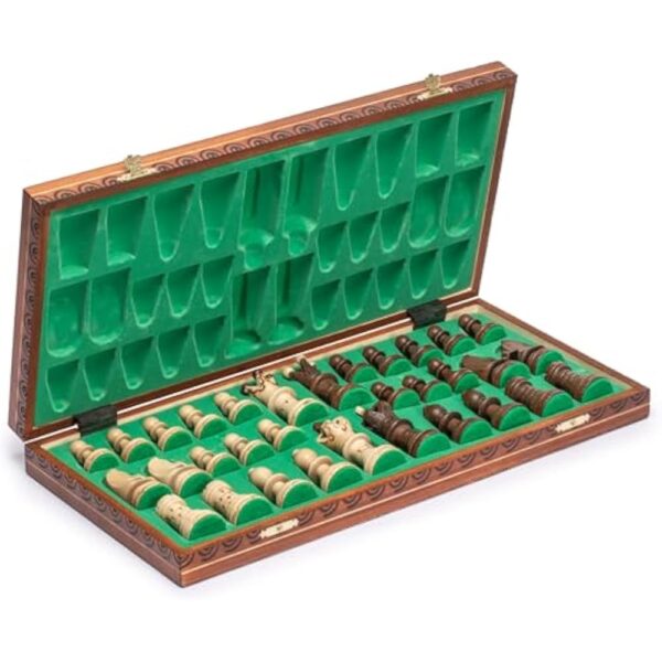 Husaria European International Wooden Chess Game Set, Ambassador - 21.7 Inches - Large-Size Chess Set with Handcrafted Chessmen and Felted Folding Board - Image 6