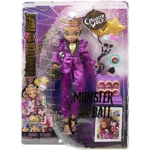 Monster High Doll, Clawdeen Wolf in Monster Ball Party Fashion with Themed Accessories Including Balloons - Image 6