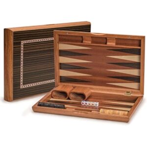 YMI Wooden Inlaid Backgammon Set, Dorne - with Wooden Playing Pieces and Accessories, 13-inch Board