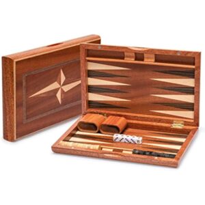 YMI Wooden Inlaid Backgammon Game Set, Sentinel - 11 Inches - Wooden Playing Pieces and Accessories