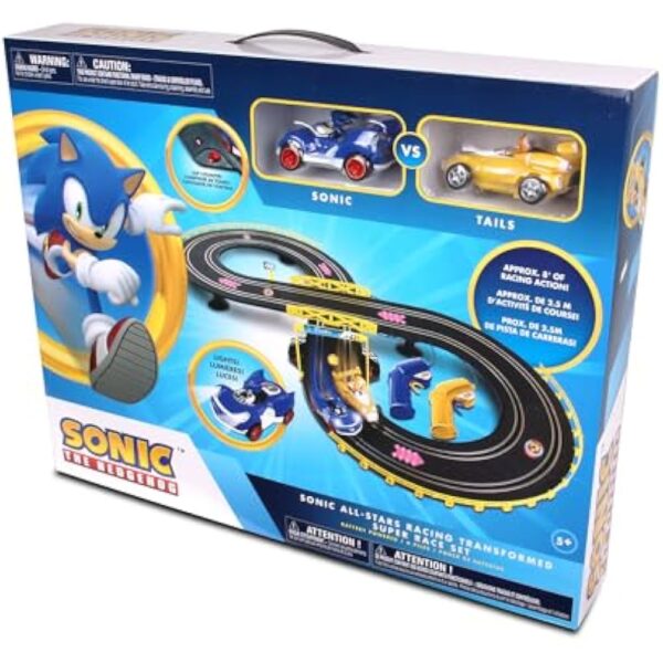 NKOK Sonic & Tails RC Slot Car Set Race Set Vehicle, Black, Cars Rase on Figure-8 Track, Features a Lap Counter, Perfect Item for Kids, Ages 5 and up - Image 6