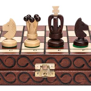 Husaria European International Chess Wooden Game Set, King's International - 14 Inches Medium Size Chess Set with Handcrafted Chessmen and Felted Folding Board