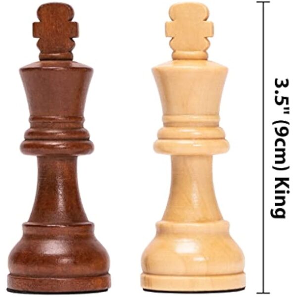 Husaria Staunton Tournament No. 5 Chessmen with 2 Extra Queens and Wooden Box, 3.5-inch Kings - Image 5