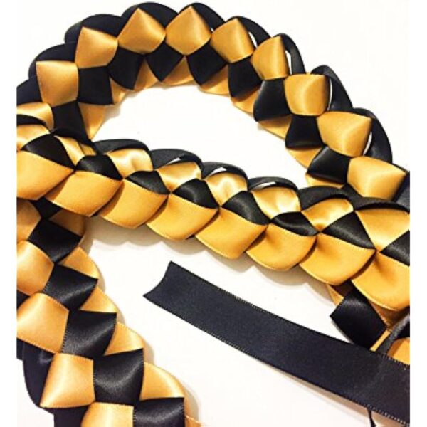 Ribbon Lei - Braided Necklace - Black & Gold - Image 3