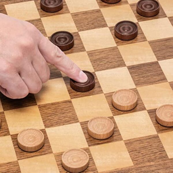 Husaria Reversible Checkers and Draughts Wooden Game Set - 10x10 and 8x8 Board - Image 3