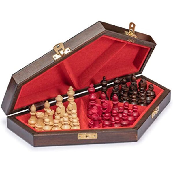 Husaria Wooden Three-Player Chess - 12 Inches - with Foldable Board, Handcrafted Playing Pieces, and Felt-Lined Storage - Image 4