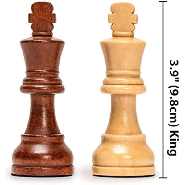 Husaria Staunton Tournament No. 6 Chessmen with 2 Extra Queens and Wooden Box, 3.9-inch Kings - Image 5