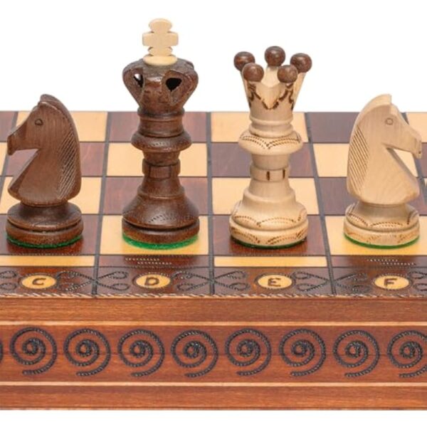 Husaria European International Wooden Chess Game Set, Ambassador - 21.7 Inches - Large-Size Chess Set with Handcrafted Chessmen and Felted Folding Board