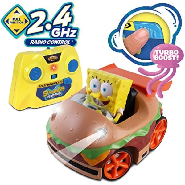 NKOK Remote Control Krabby Patty with Spongebob Vehicle, Full Function RC Vehicle, Working Lights, Has Radio Control & Turbo Boost, Great Item for Kids, Ages 6 and up - Image 2