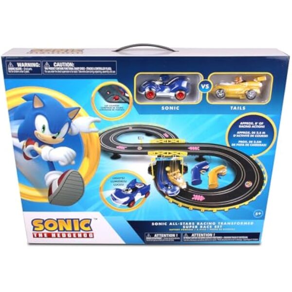 NKOK Sonic & Tails RC Slot Car Set Race Set Vehicle, Black, Cars Rase on Figure-8 Track, Features a Lap Counter, Perfect Item for Kids, Ages 5 and up - Image 3