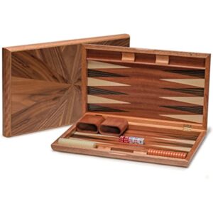YMI Wooden Inlaid Backgammon Set, Cascadia - with Acrylic Playing Pieces & Wooden Dice Cups, 17-inch Board