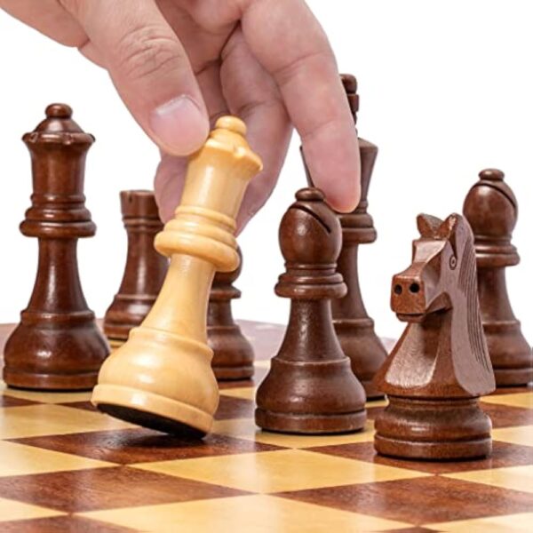 Husaria Staunton Tournament No. 6 Chessmen with 2 Extra Queens and Wooden Box, 3.9-inch Kings - Image 4