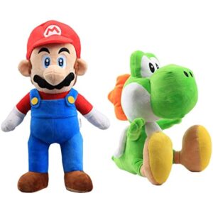 uiuoutoy 16'' Mrio & 12" Green Yoshi Plush Set of 2 pcs