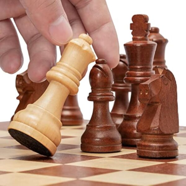 Husaria Staunton Tournament No. 4 Chessmen with 2 Extra Queens and Wooden Box, 3-inch Kings - Image 4