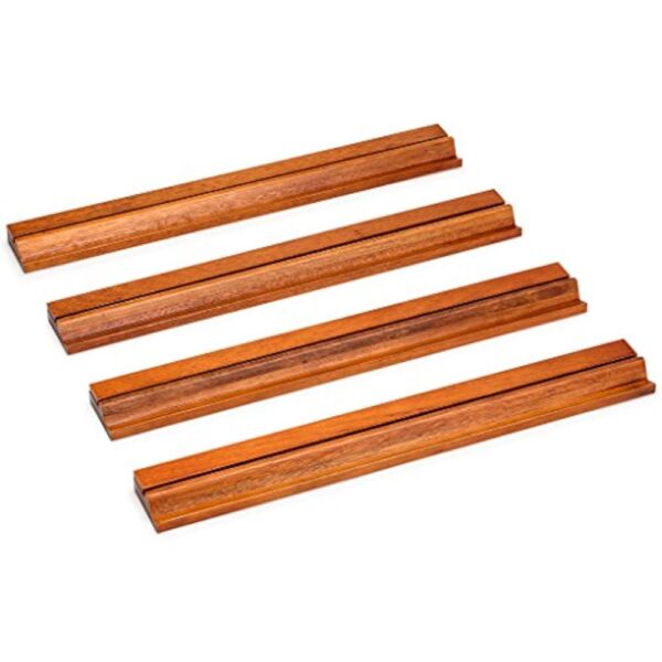 YMI Classic Chestnut Color Wooden Mahjong Game Racks with Pushers, 18 Inches - Set of 4 (Includes Magnetically Attached Mahjong Pushers) - Image 3