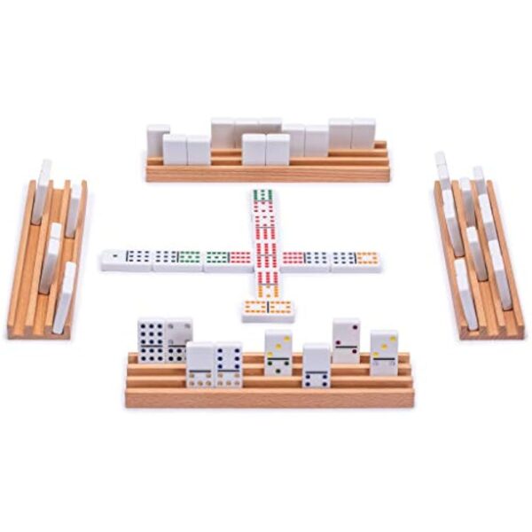 YMI 91 Tiles Double 12 Dominoes (Pips/Dots) Game Set with Wooden Case and 4 Racks - Image 4