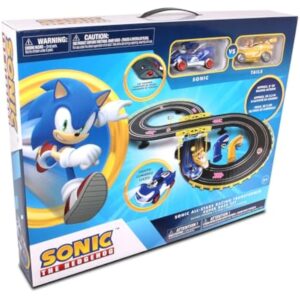 NKOK Sonic & Tails RC Slot Car Set Race Set Vehicle, Black, Cars Rase on Figure-8 Track, Features a Lap Counter, Perfect Item for Kids, Ages 5 and up