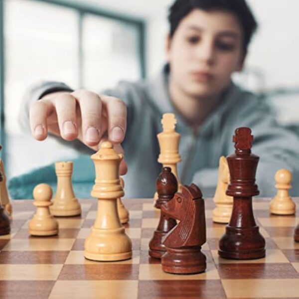 Husaria Staunton Tournament No. 5 Chessmen with 2 Extra Queens and Wooden Box, 3.5-inch Kings - Image 4