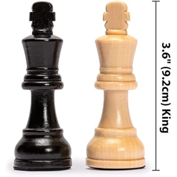 Husaria Staunton Tournament No. 5 Chessmen with 2 Extra Queens and Wooden Box, 3.6-inch Kings - Image 5