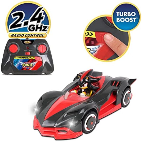 NKOK Team Sonic Racing 2.4GHz Radio Control Toy Car with Turbo Boost - Shadow The Hedgehog 602, Red, Turbo Boost Feature, Features Working Lights, for Ages 6 and up - Image 3