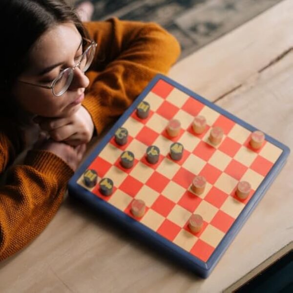 YMI 2-in-1 “Flip & Play” Chess and Checkers/Draughts Set - Classic Wooden Board Game, 11.8 Inches - Image 4