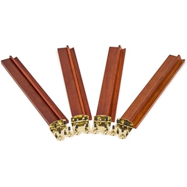 YMI Wooden Mahjong Racks, 18 Inches - Set of 4 Mahogany Color Racks - Includes Brass Ends for Attaching Pushers and Stacking Scoring Coins (Racks Only Set) - Image 3