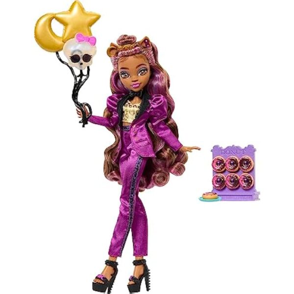 Monster High Doll, Clawdeen Wolf in Monster Ball Party Fashion with Themed Accessories Including Balloons - Image 4