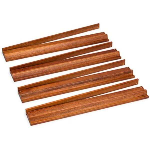 YMI Classic Chestnut Color Wooden Mahjong Game Racks with Pushers, 18 Inches - Set of 4 (Includes Magnetically Attached Mahjong Pushers) - Image 4